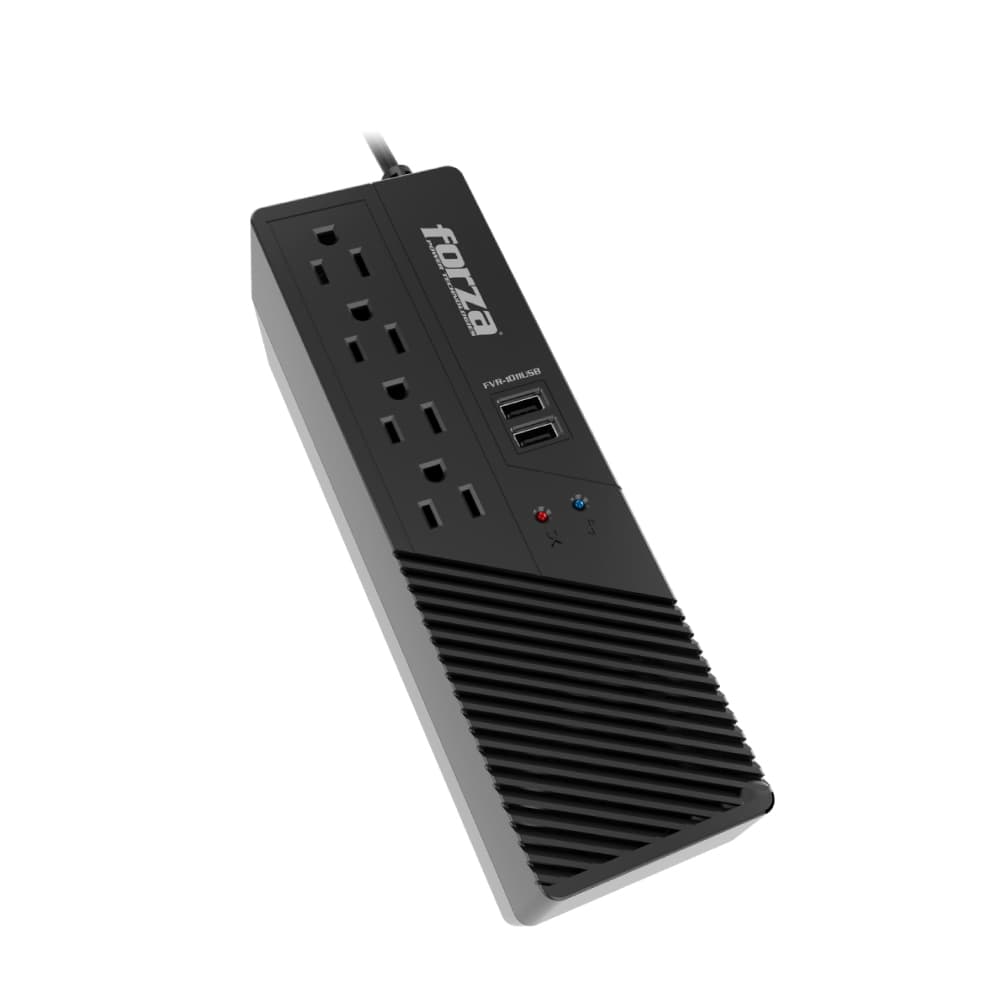 Regulador Voltaje 1000VA 500W 2 USB y 4 Tomas Forza FVR-1011