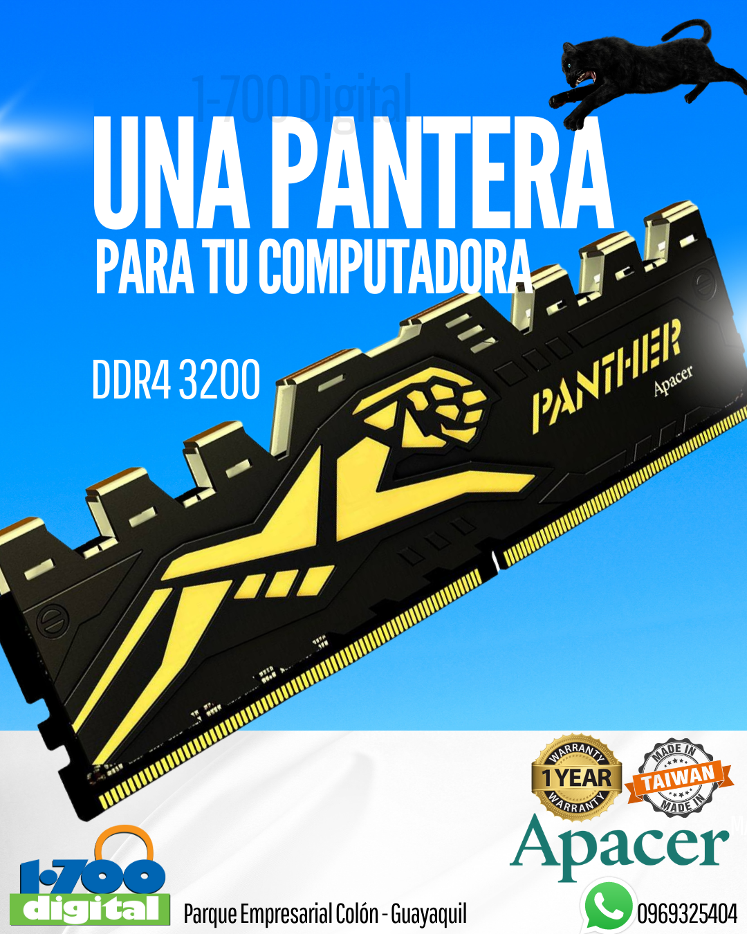 Memoria RAM PC Gamer 16GB DDR4 3200 Apacer Panther