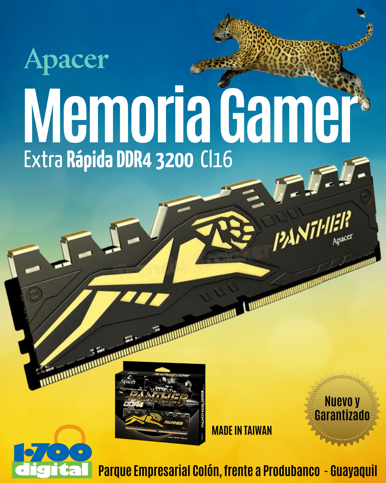 Memoria RAM PC Gamer 8GB DDR4 3200 Apacer Panther