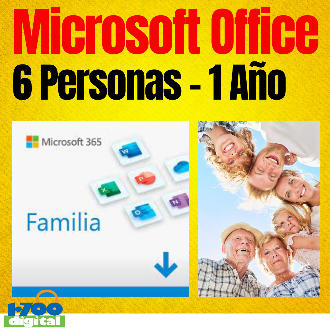 Microsoft Office 365 Familia (6 personas) por 1 año