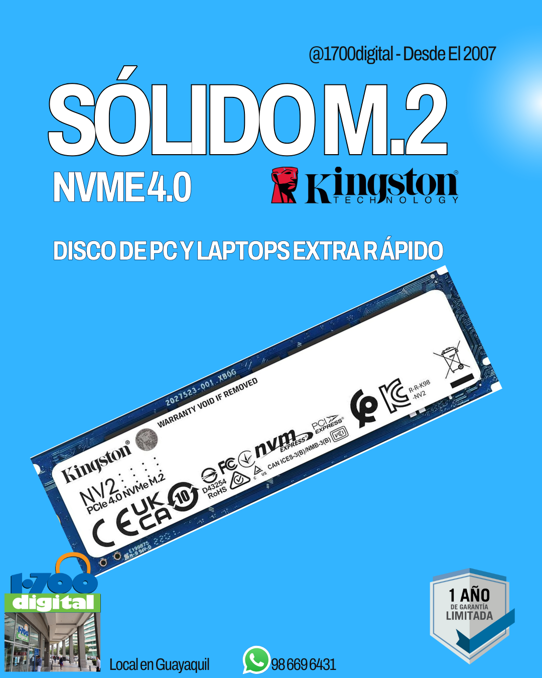 Disco Sólido SSD M.2 Nvme 1 Tera Kingston