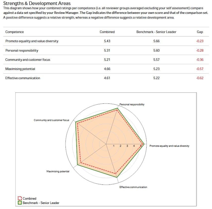 Reporting 11 StrengthAndDevTableSpider Example 360 Degree Feedback Report