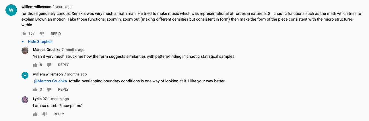 comments of Iannis Xenakis