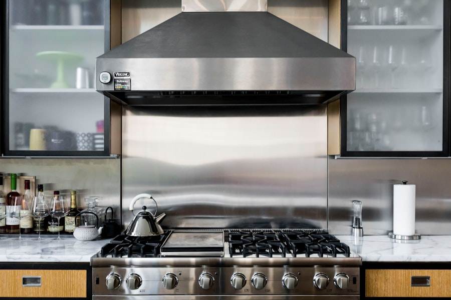 Stainless steel range hood and stove