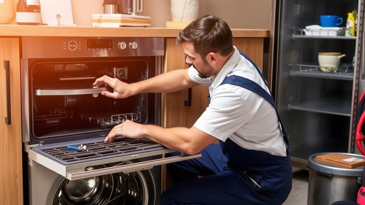 Expanding Your Appliance Business To Property Management Appliance repair technician fixing oven