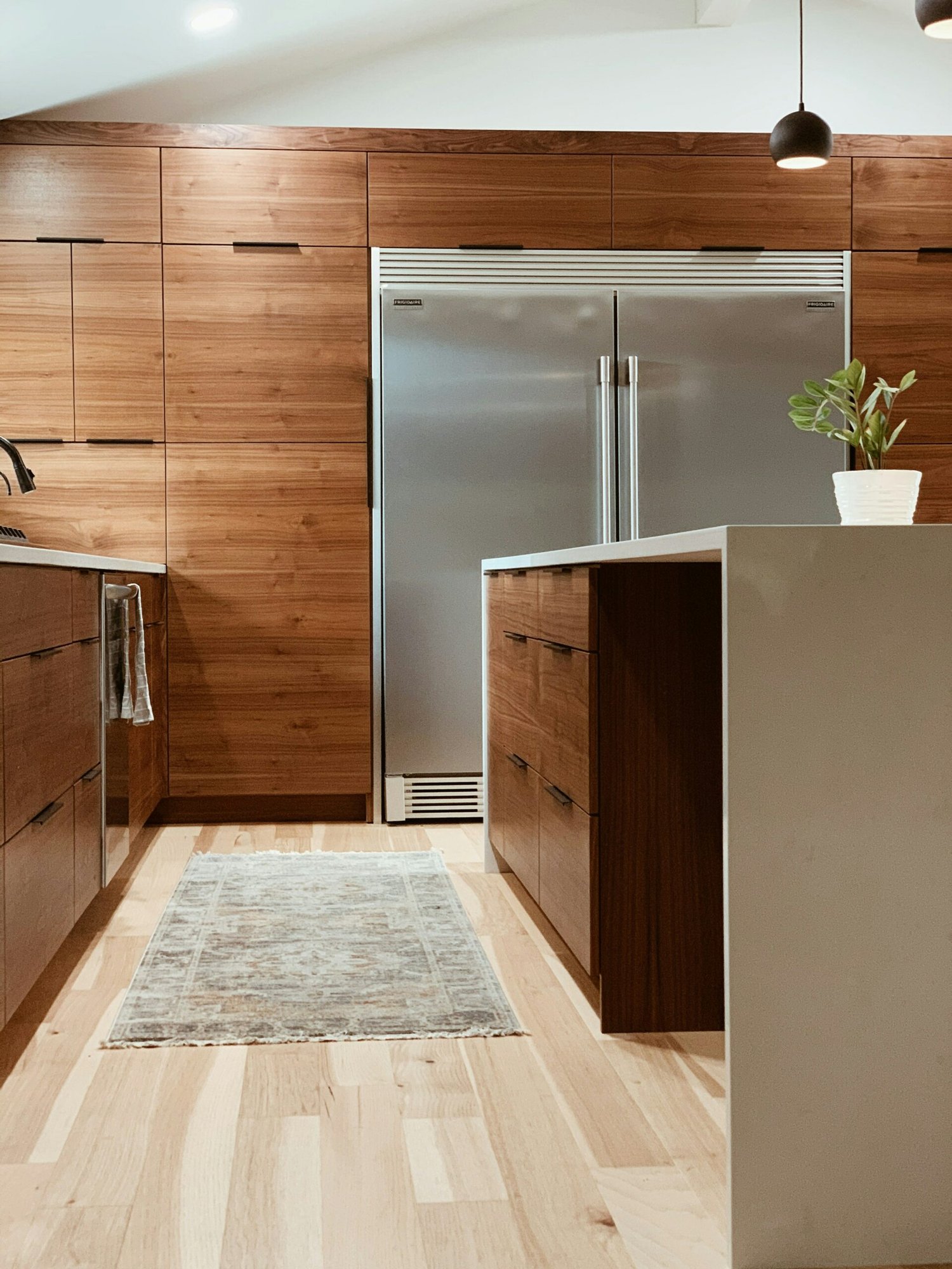 Modern wooden kitchen with island