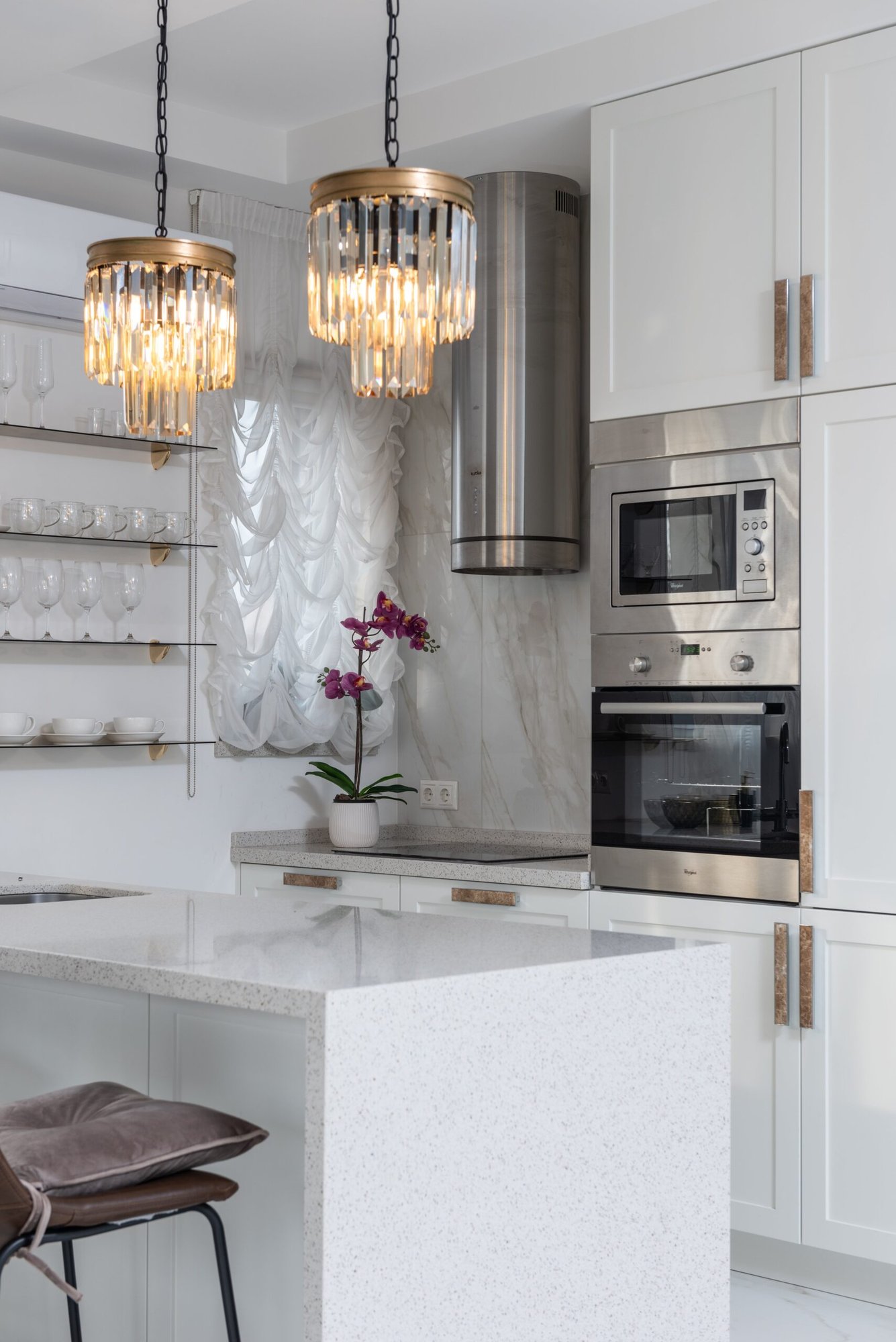 Modern white kitchen with island