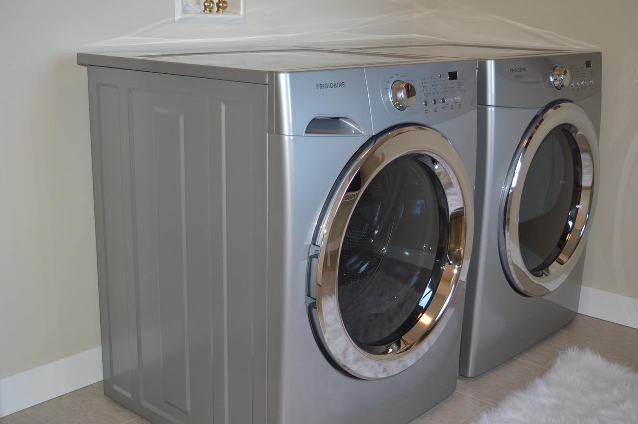 Silver laundry machines