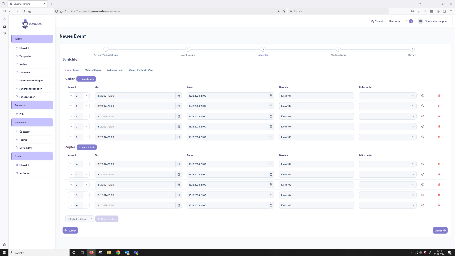 Veranstaltung erstellen