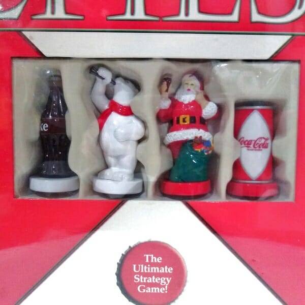 Coke Memorabilia Chess Set game pieces close up