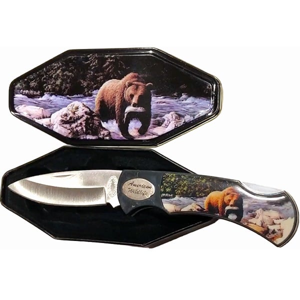 Bear Wildlife Pocket Knife open side 2