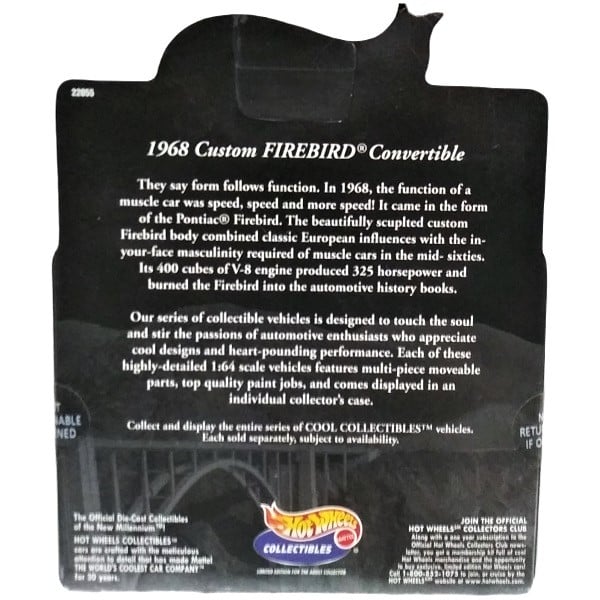 Hot Wheels Redline 68 Firebird box back