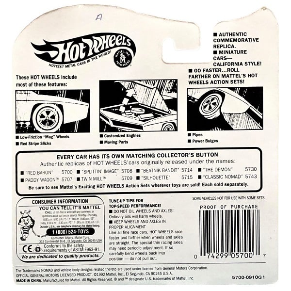 Hot Wheels RL Red Red Baron back