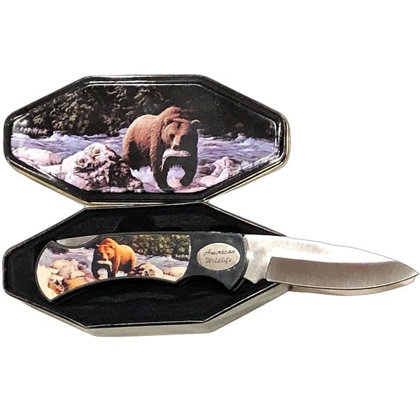 Bear Wildlife Pocket Knife open