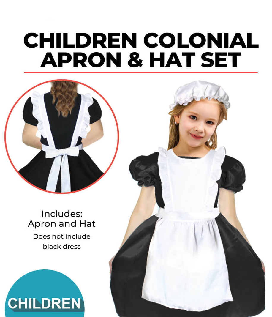 children colonial apron and hat