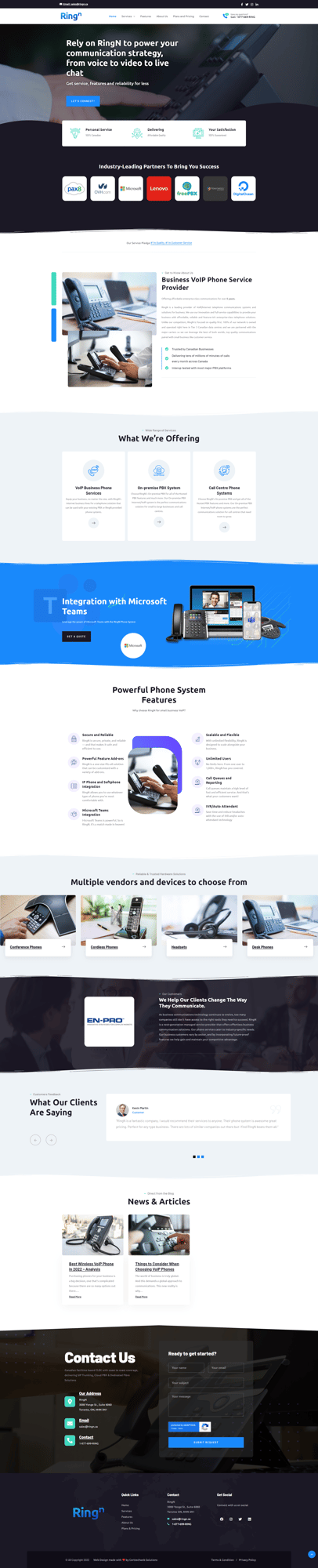 A website design for a rental company.