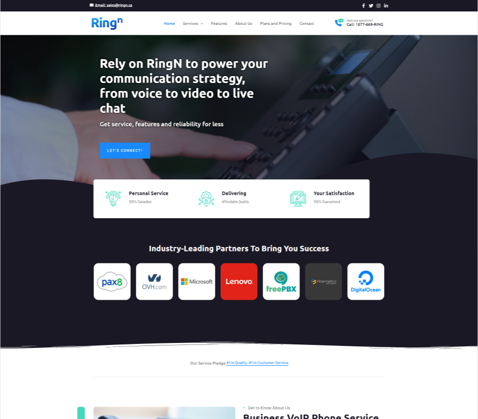 A website design for a phone company specializing in innovative ring tones.