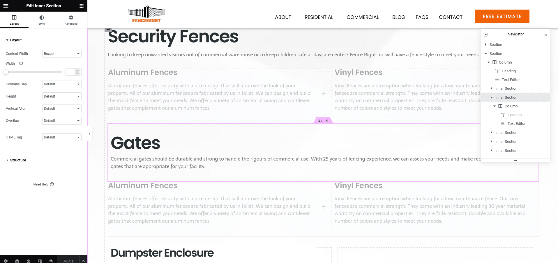 A screen shot of a website incorporating web design with a security fence.