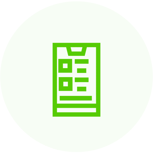 A green icon of a phone in a circle, designed for web design.