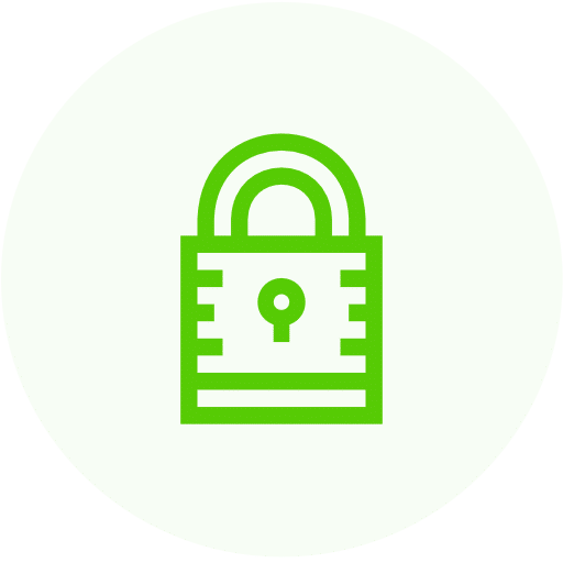 A green padlock icon on a white background, representing secure web design in Orillia.