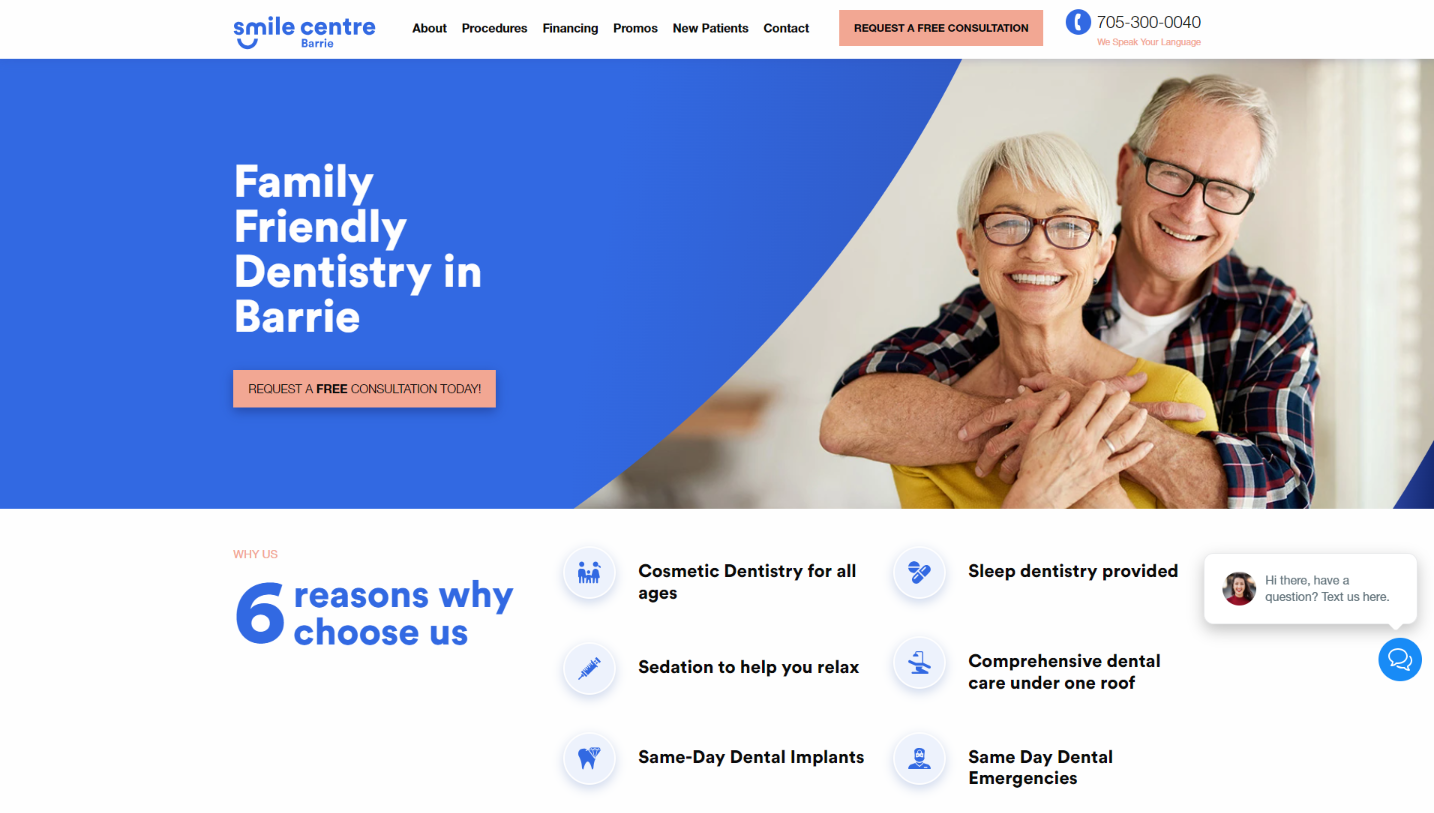 A website design for the best Barrie dentist, catering to a family-friendly experience.