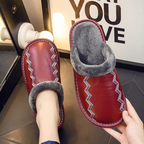 Chausson Fourrés Indien en Cuir pour Femme 2