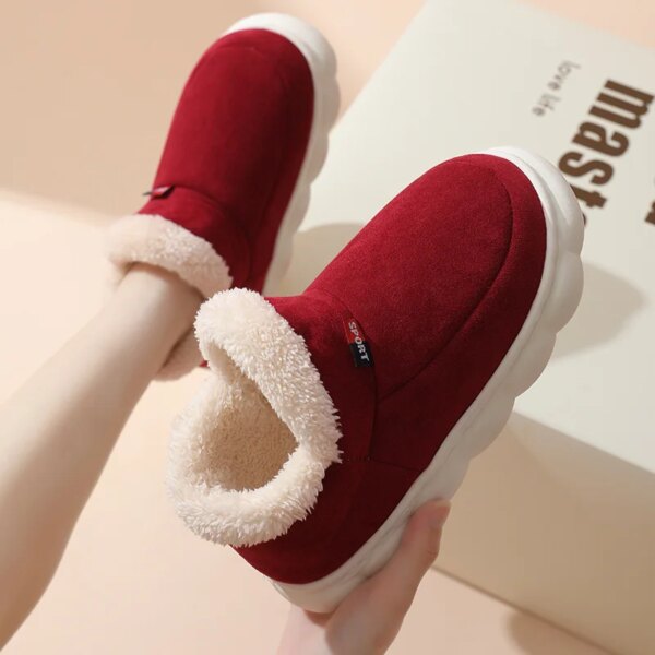 Chaussons Montants Fourrés Rouge Femme 2
