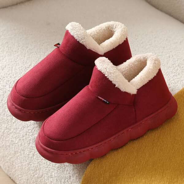Chaussons Montants Fourrés Rouge Femme 1