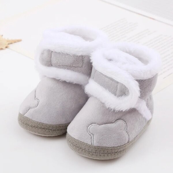 Chaussons Fourrés Gris Bébé 1