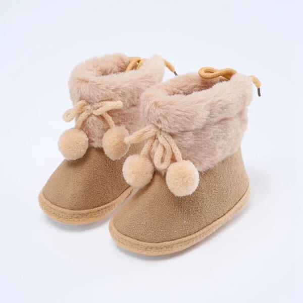 Chaussons Bottes Fourrées Bébé avec Pompon 10