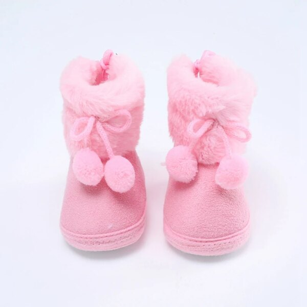 Chaussons Bottes Fourrées Bébé avec Pompon 5