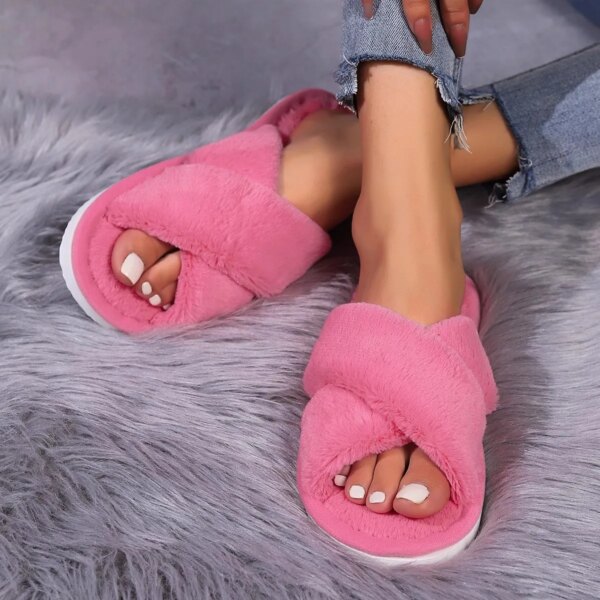 Mule Fourrure Rose Épaisse pour Femme Adulte 4