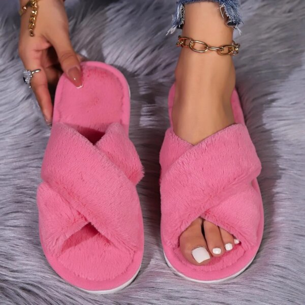 Mule Fourrure Rose Épaisse pour Femme Adulte 2