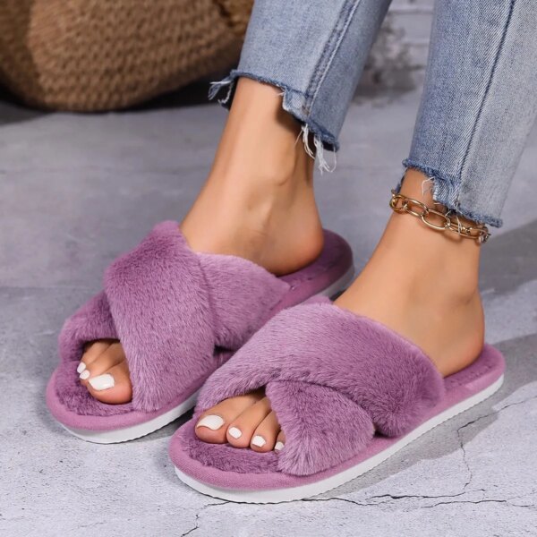 Mule Fourrure Rose Épaisse pour Femme Adulte 5