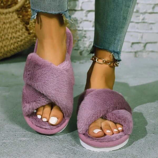 Mule Fourrure Rose Épaisse pour Femme Adulte 6