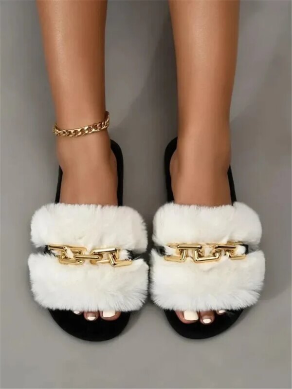 Claquette Fourrure Chaine pour Femme 12