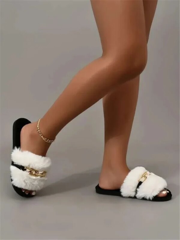 Claquette Fourrure Chaine pour Femme 13