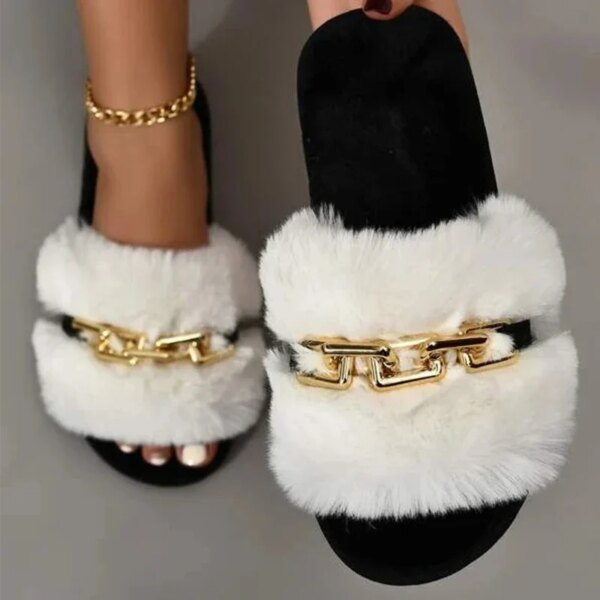 Claquette Fourrure Chaine pour Femme 16