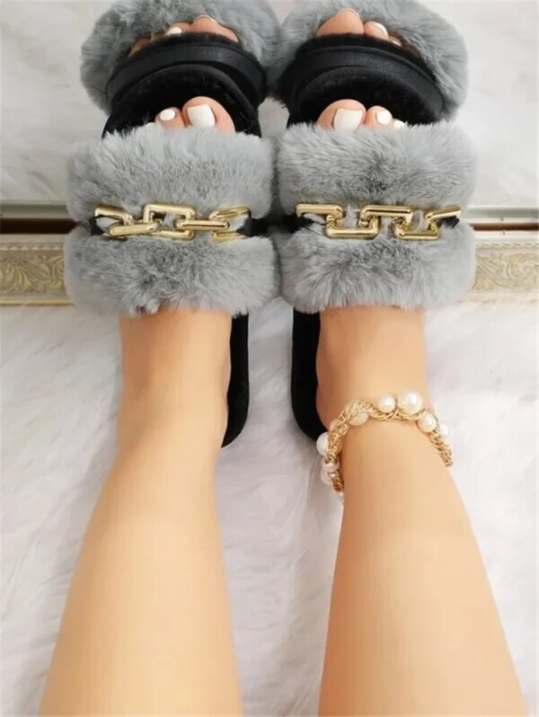 Claquette Fourrure Chaine pour Femme 8