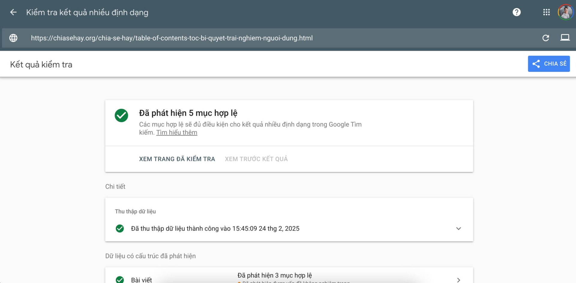 Kết quả Google Rich Research