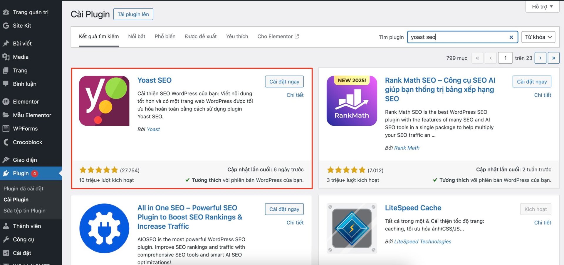 Cài đặt Yoast SEO