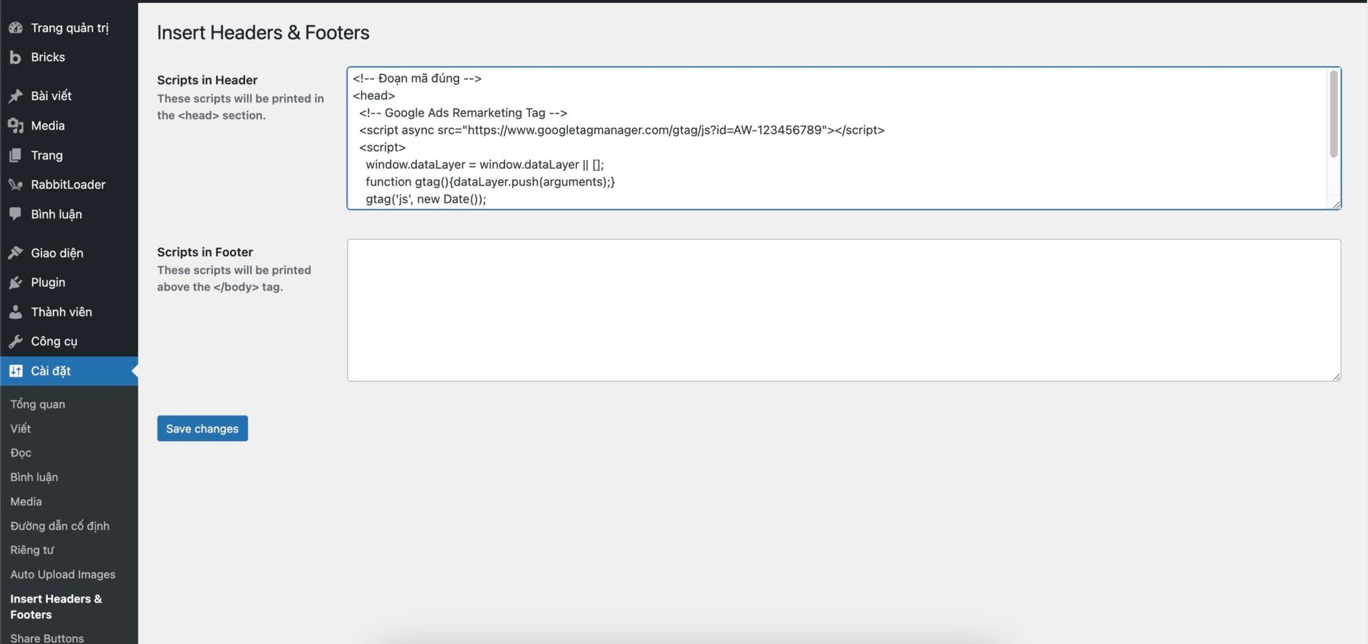 insert code vào wordpress insert code vào wordpress
