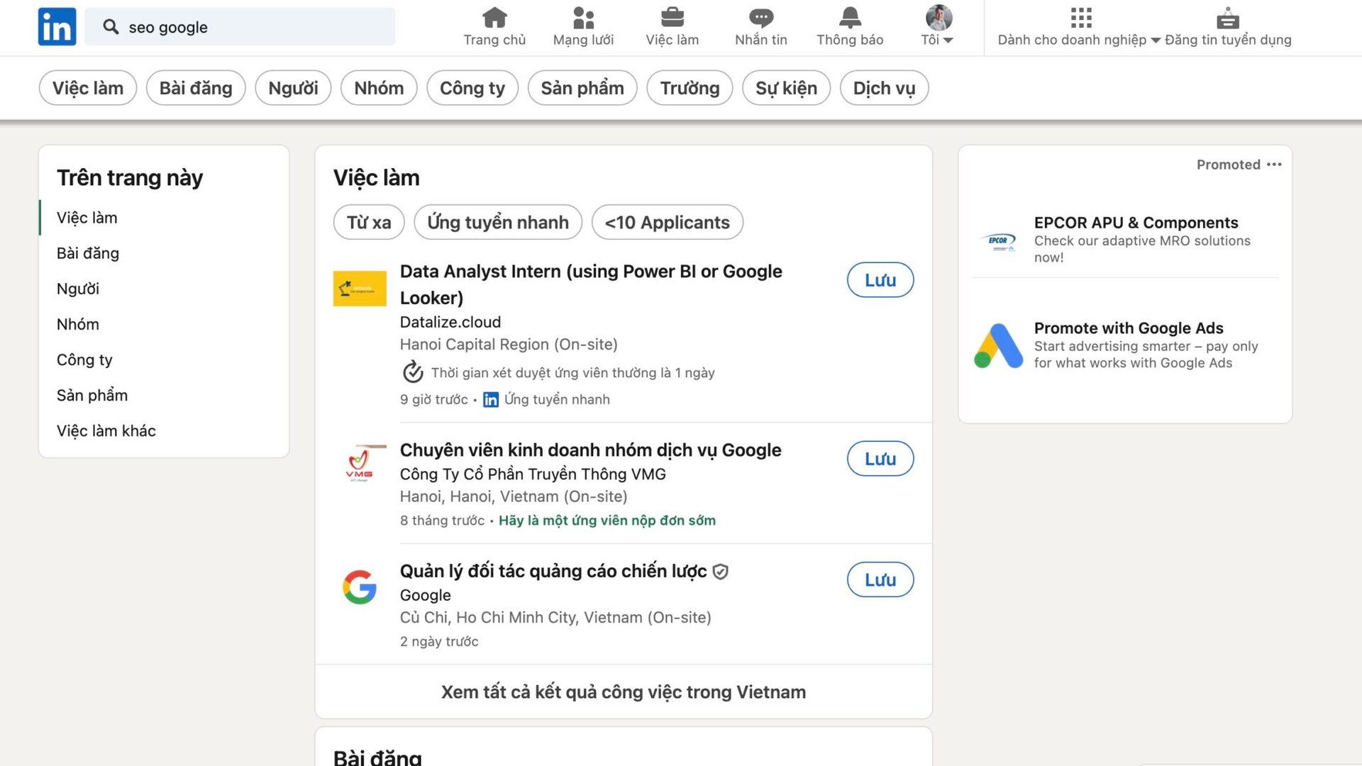 Kết quả tìm kiếm LinkedIn tối ưu SEO với từ khóa SEO Google Kết quả tìm kiếm LinkedIn tối ưu SEO với từ khóa SEO Google"