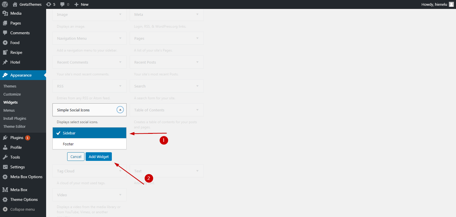 thêm icon mạng xã hội vào WordPress
