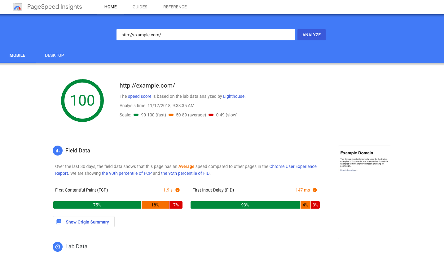 Google Page Speed Insight