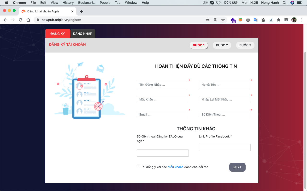 Tạo tài khoản Affiliate