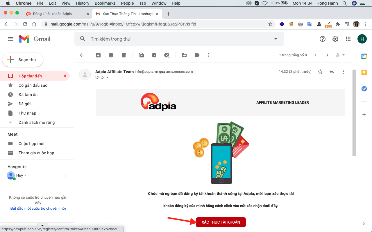 Tạo tài khoản Affiliate