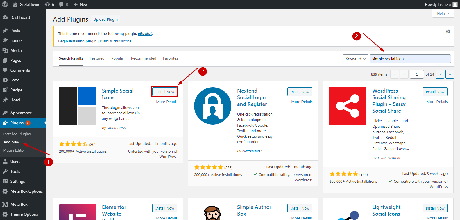 thêm icon mạng xã hội vào WordPress