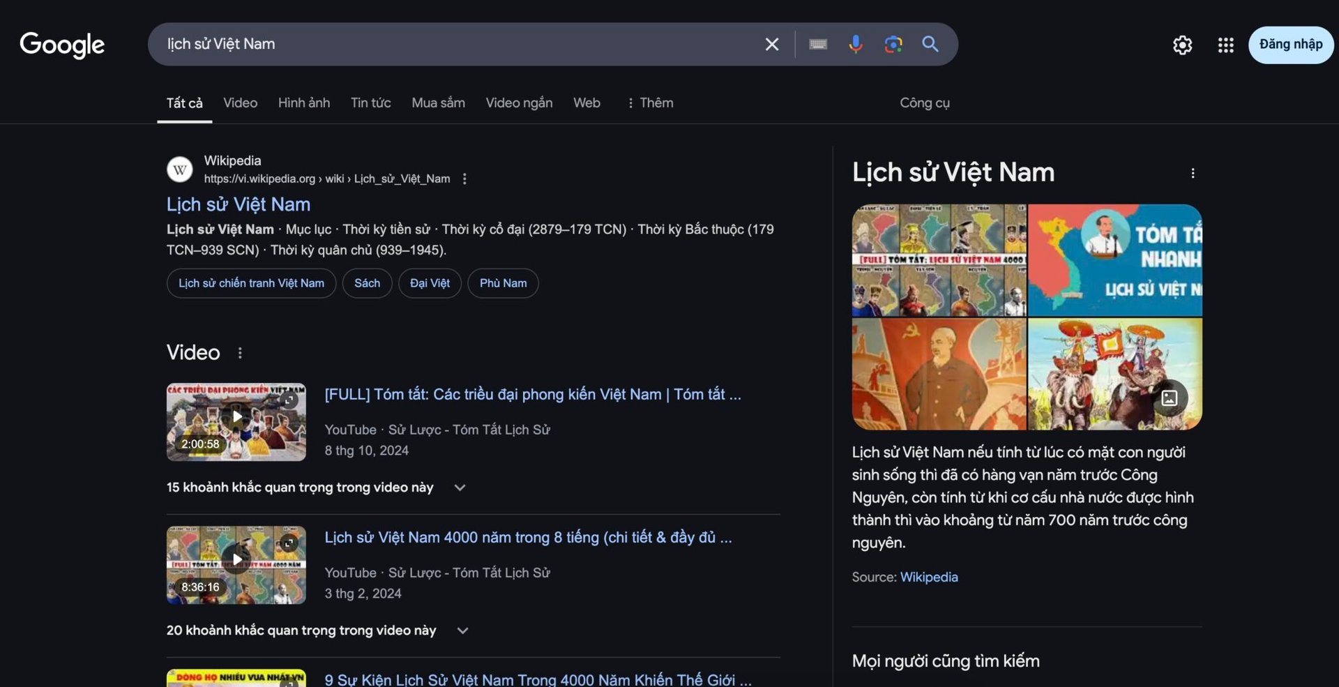 Ví dụ SEO thành công của Wikipedia trên Google Search Ví dụ SEO thành công của Wikipedia trên Google Search