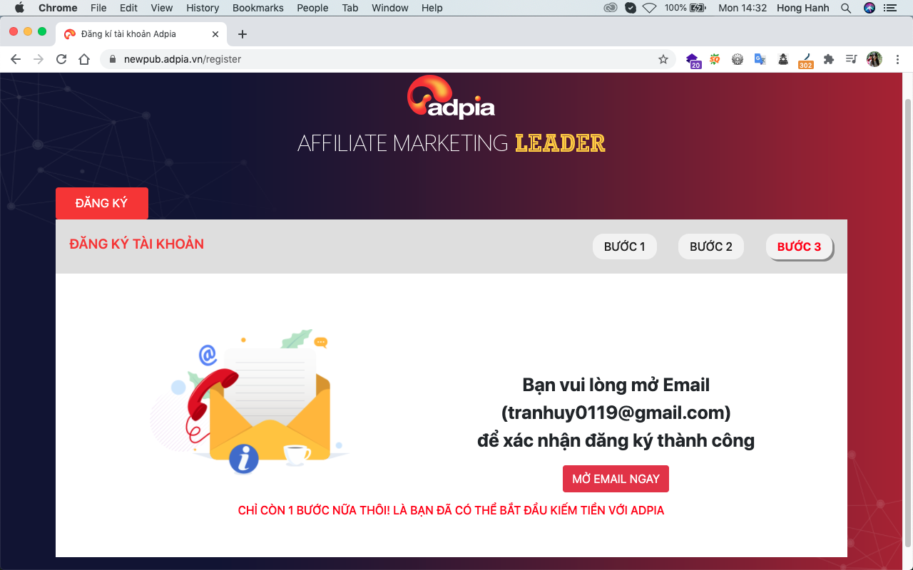 Tạo tài khoản Affiliate